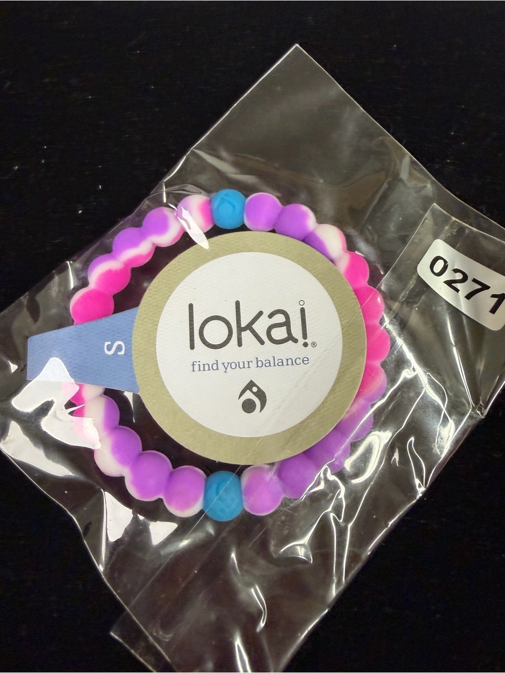 Lokai Kids Gradient Pink & Purple Beaded Bracelet with Blue Accent
